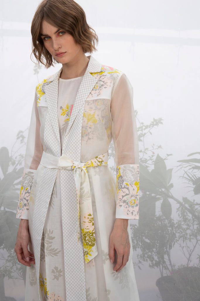 Ivory Roses Print Jumpsuit With Jacket-Jumpsuit-ARCVSH by Pallavi Singh