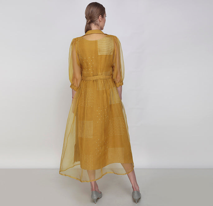 Chartreuse Nakshatra Double Layer Dress-Dress-ARCVSH by Pallavi Singh