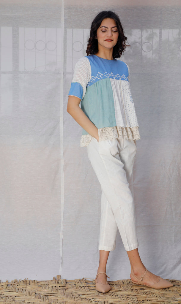 Multi Panelled Linen Top-Top-ARCVSH by Pallavi Singh