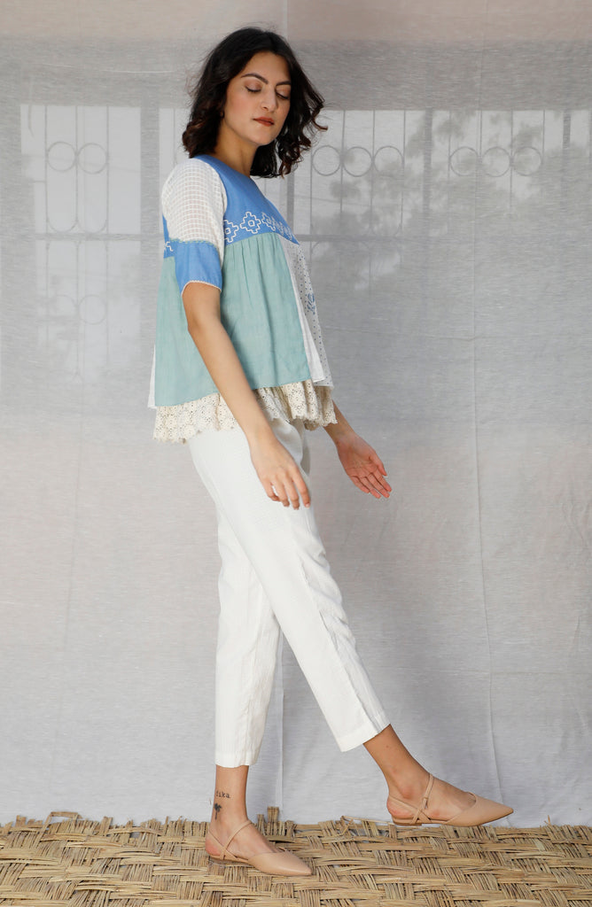 Multi Panelled Linen Top-Top-ARCVSH by Pallavi Singh