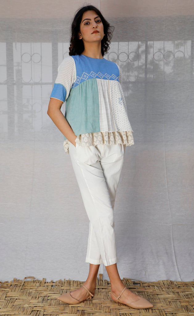 Multi Panelled Linen Top-Top-ARCVSH by Pallavi Singh