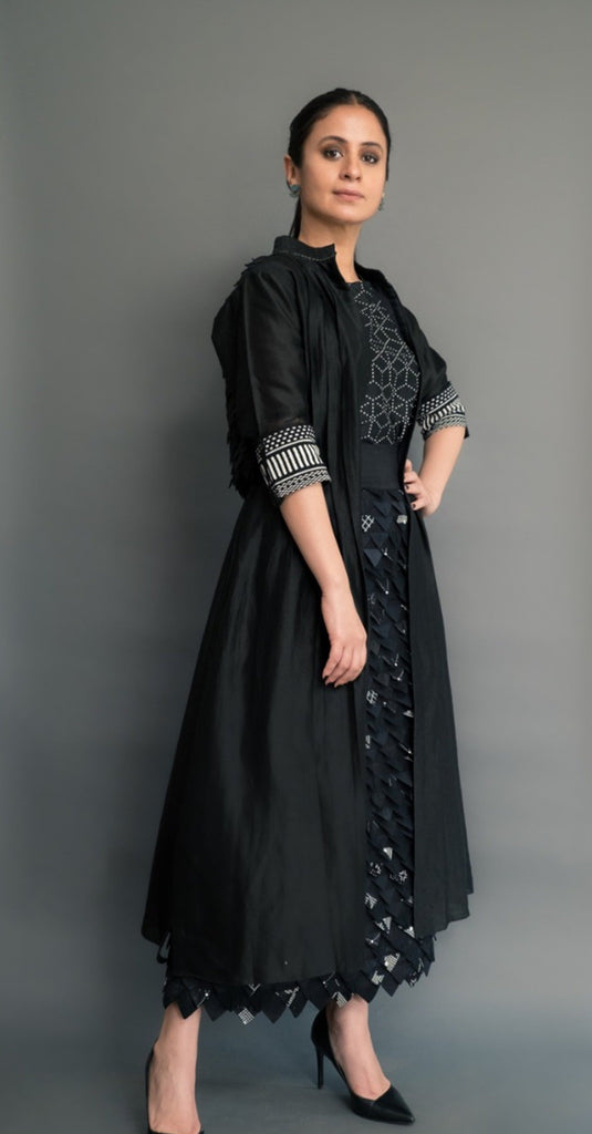 Rasika Duggal | Black Porcupine Skirt-Skirt-ARCVSH by Pallavi Singh